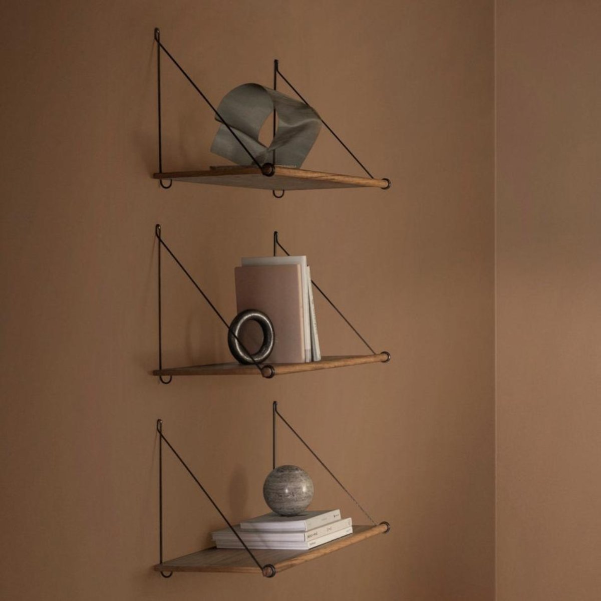 Loop Shelf - Smoked Oak & Black Steel
