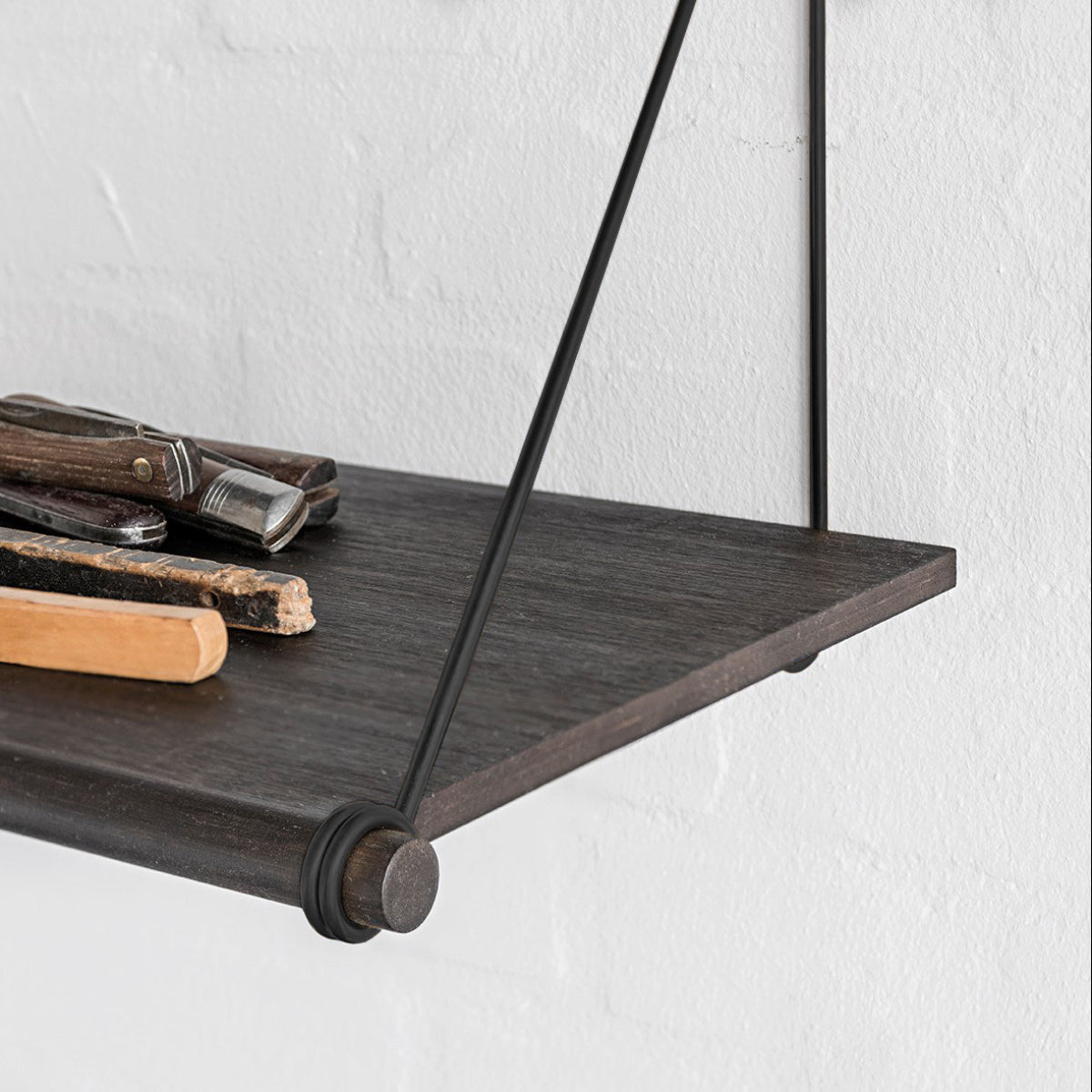 Loop Shelf - Dark Bamboo & Black Steel