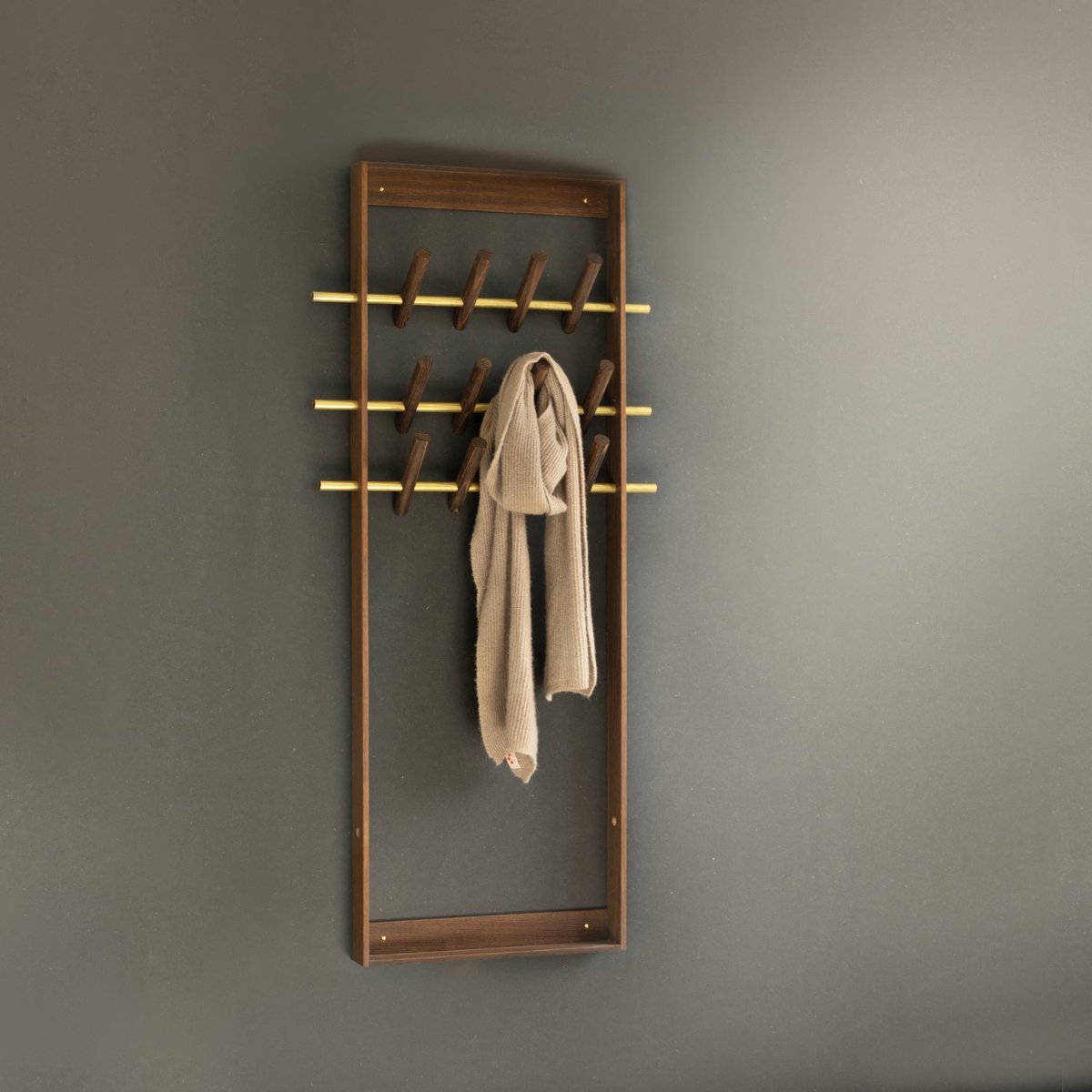 Coat Frame - Smoked Oak & Brass