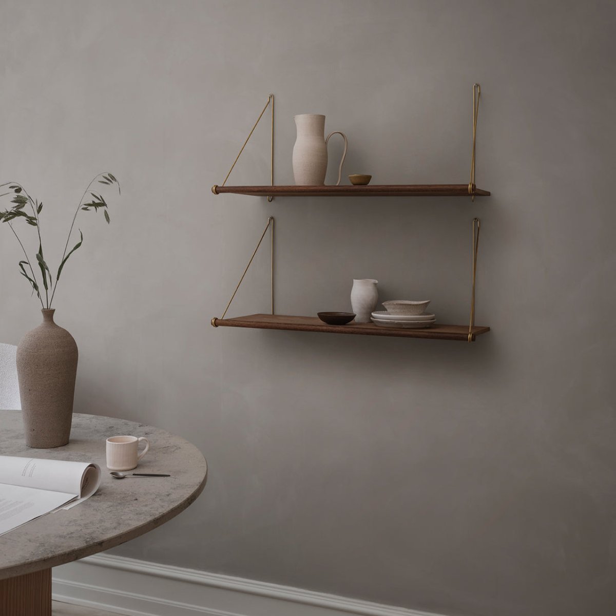 Loop Shelf - Smoked Oak & Brass