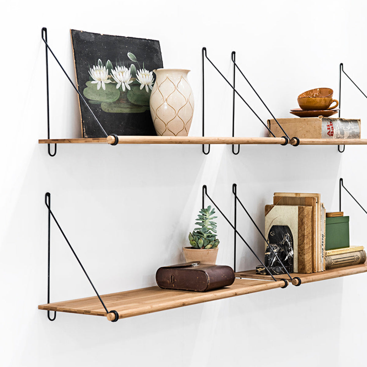 Loop Shelf - Bamboo & Black Steel