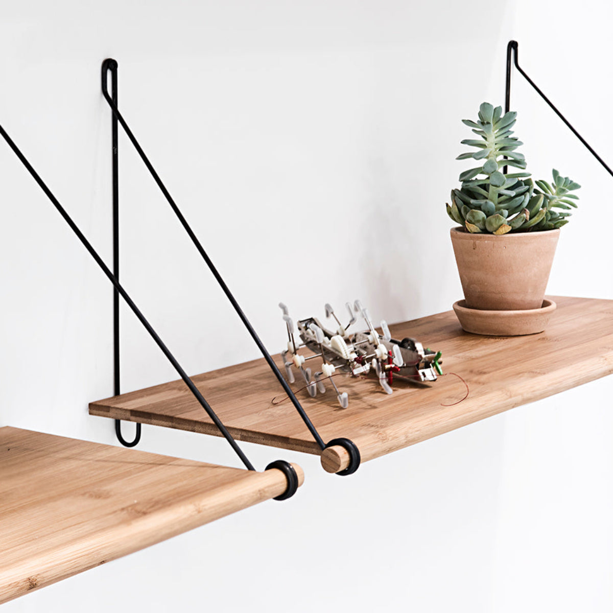 Loop Shelf - Bamboo & Black Steel