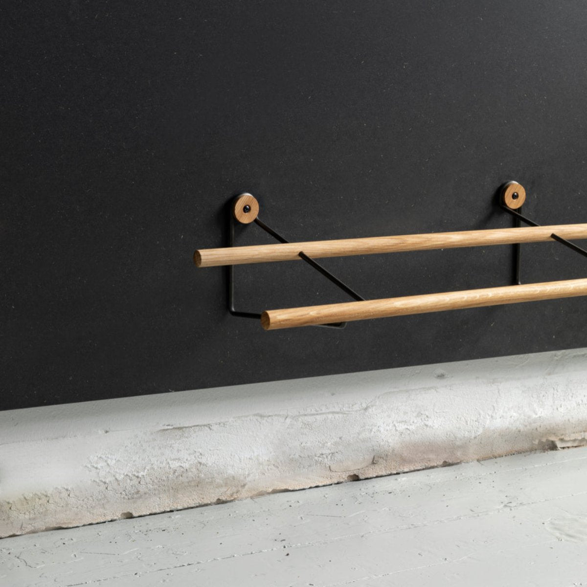 Shoe Rack - Oak & Black Steel